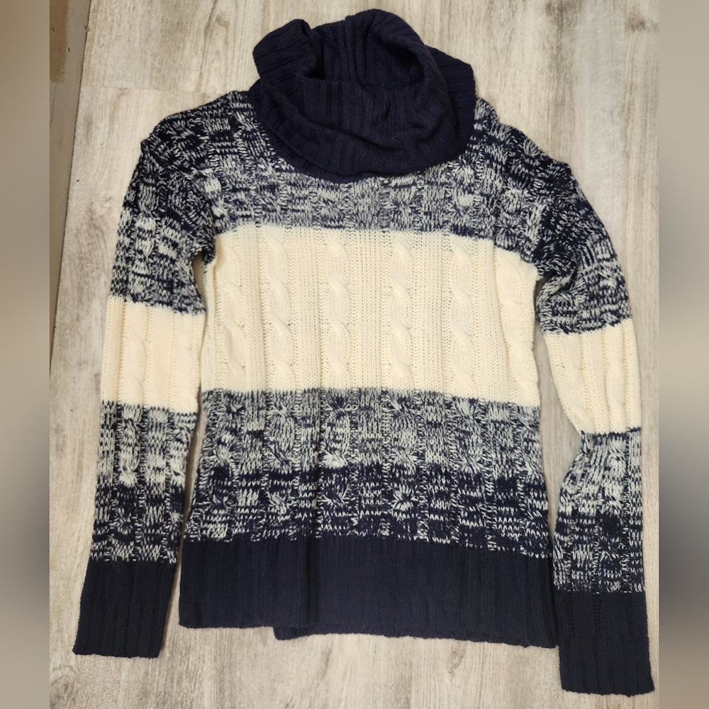 Jason Maxwell Cowl Neck Navy Marled Sweater Small